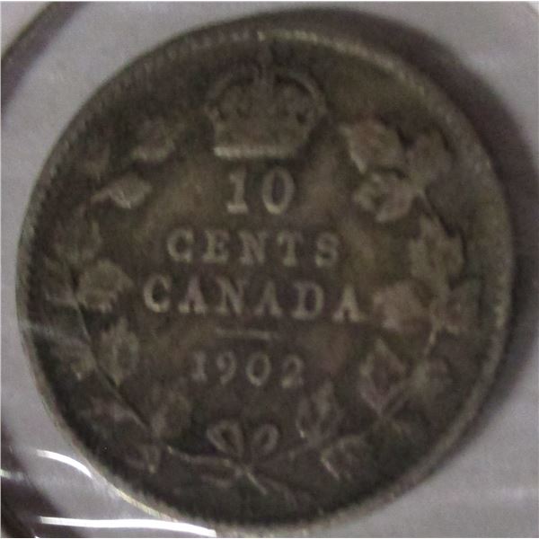 1902H CANADA KING EDWARD VII SILVER DIME