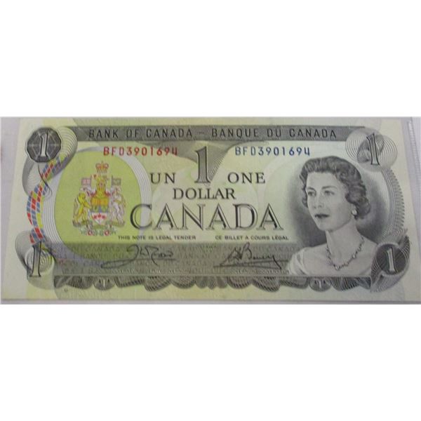 1973 CRISP UNCIRCULATED LEGAL TENDER LAST OF CANADA $1 BILL