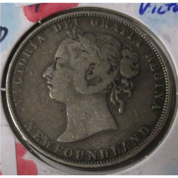 1882H NEWFOUNDLAND VICTORIAN SILVER HALF DOLLAR