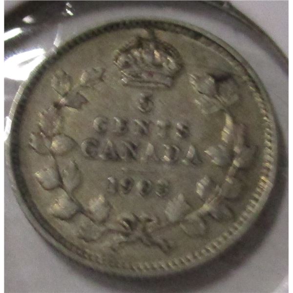 1903 CANADA KING EDWARD VII EF SILVER FIVE CENT