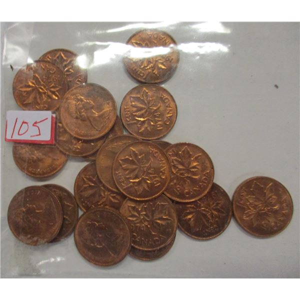 1974 LOT OF 20 LAST OF CANADA PENNIES