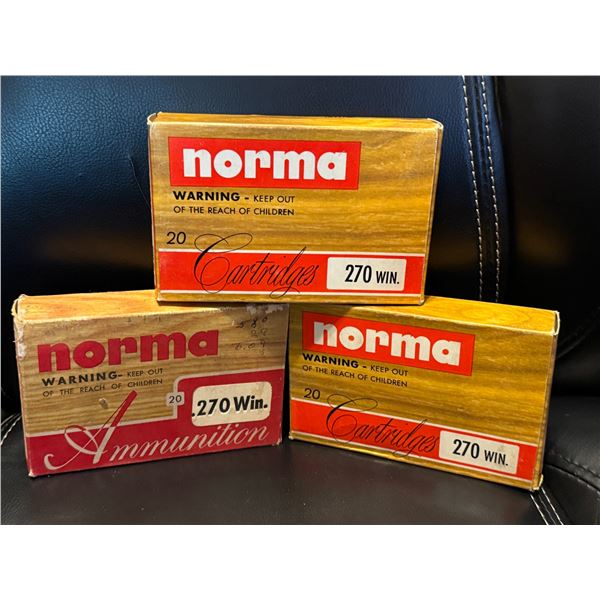 270 Win. Norma Soft Point Boattail Ammunition - 3 Boxes