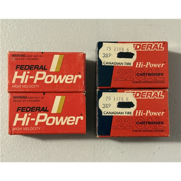 .22 CAL Federal Hi-Power Long Rifle Rimfire Cartridges