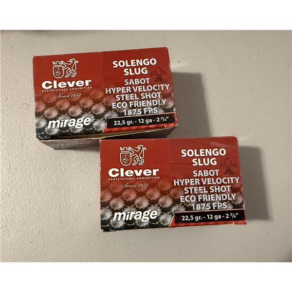 12ga 2-3/4" Clever Mirage Solengo Slug Sabot Hyper Velocity Steel Shot 1875 FPS