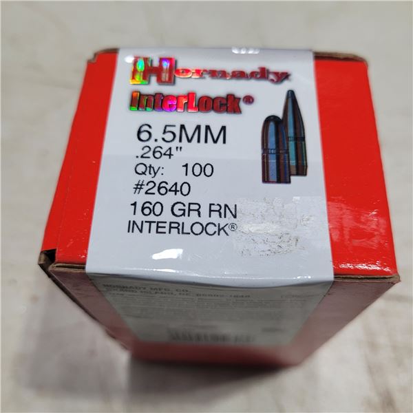 6.5mm  .264" 160gr Hornady RN Interlock Bullets