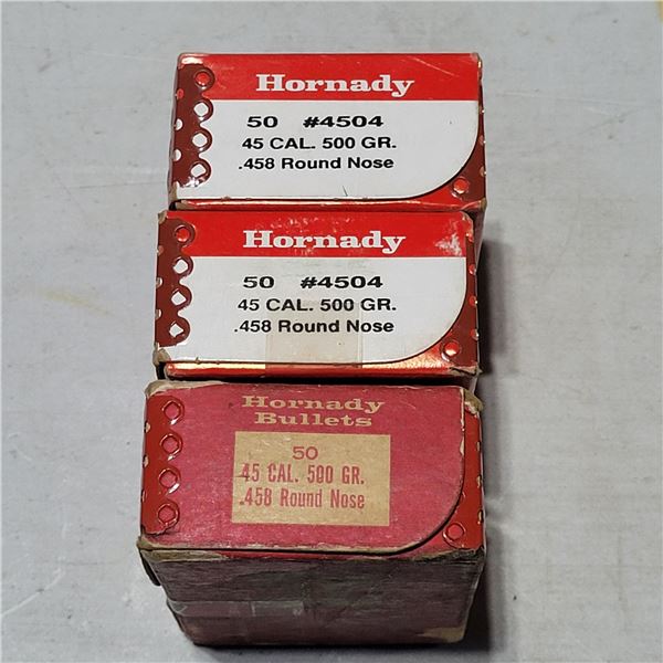 .458  500gr RN Hornady Bullets 150Total Bullets