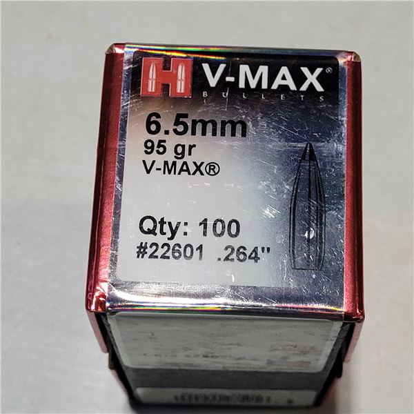 6.5mm  (.264") Hornady 95gr V-Max Bullets 100 Count