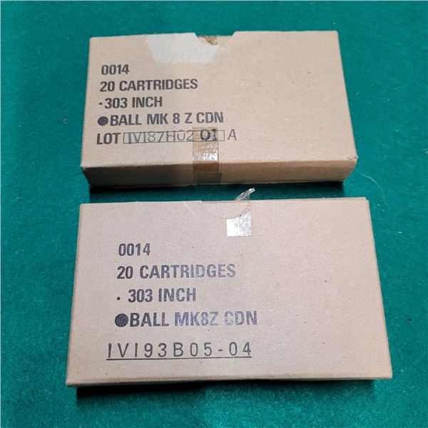 .303 British Ball MK 8 Z CDN Ammo 40 Cartridges