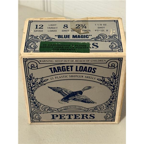 12 Gauge 2¾″ #8 Shot Peters “Blue Magic” Target Loads in Collectors Box