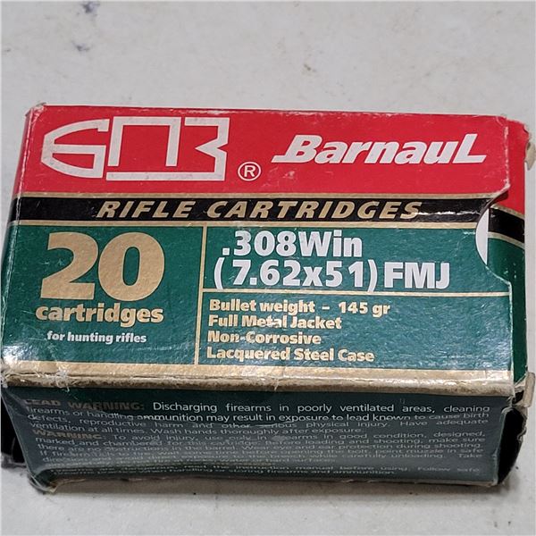.308 (7.62) FMJ Barnaul Ammo