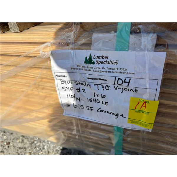 1  X  6  T&G  V-Joint  #2  SYP  Blue Stain  114/14'  630 SFT  Coverage