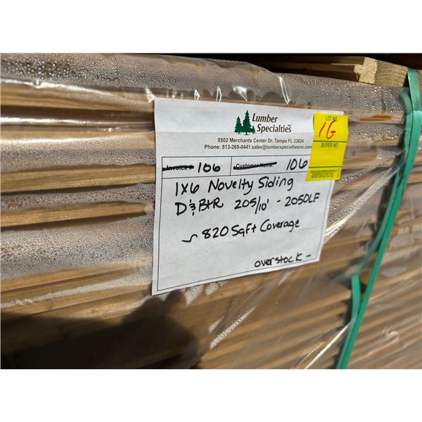 1  X  6  Novelty Siding 205/10'  2050  LF  OR  820 SFT  Coverage