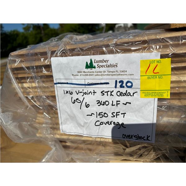1  X  6  STK Cedar  360  LF  OR  150  SFT  Coverage