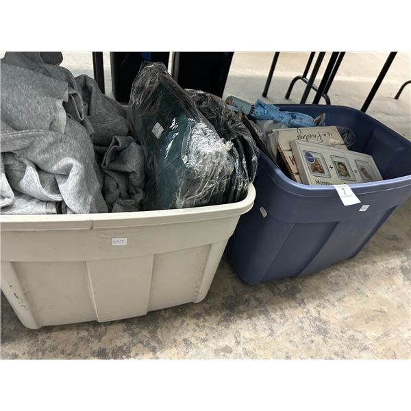 Bins 2 w/Home Goods, Hand Tools, Sweathirts