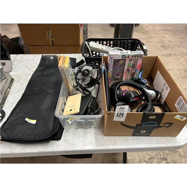 Personal Fan, Headphones, Cord Splitter, Carry Case