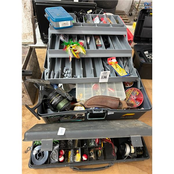 Tackle Boxes w/Asst. Tackle, Reels, Knife