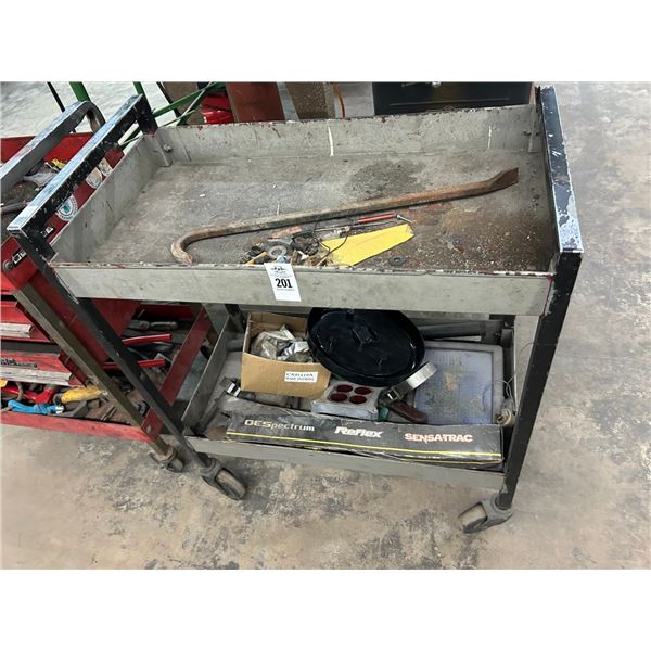 Grey 2 Shelf Tool Cart w/Some Tools