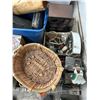 Image 2 : Pallet w/Vintage Electronics, Basket, Stereo Equip, Carry Bags, Small Grill