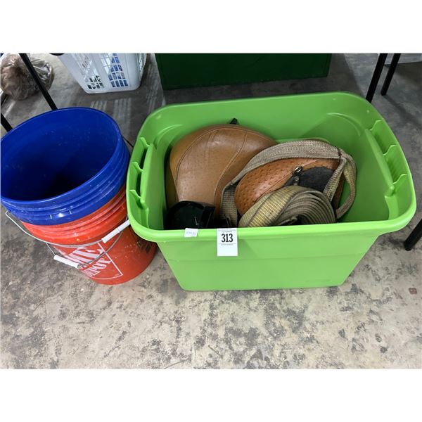 Tan Leather Motorcycle Seat, Lift Strap