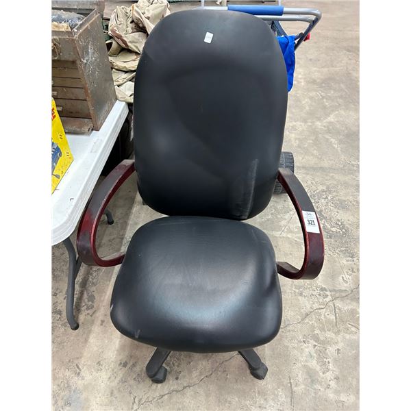 Black Leather Secretarial Armchair