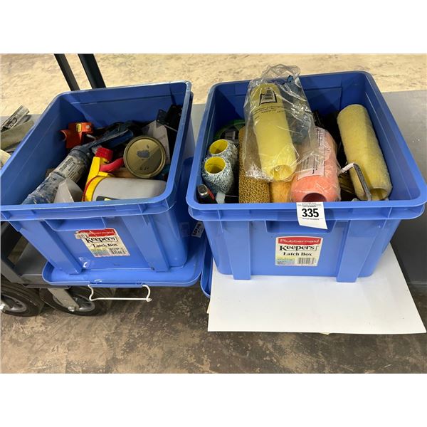 Paint Rollers, Chaulk Guns, Tools, Supplies - 2 Bins