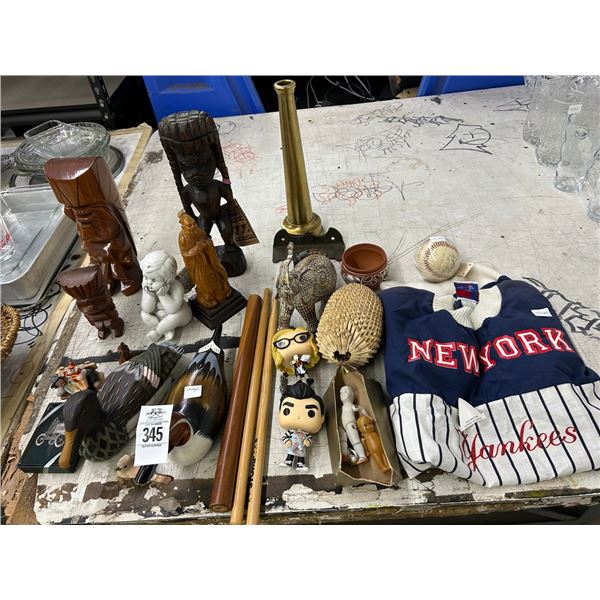 Decoy Ducks, Bobbleheads, Yankee Jersey, African Carved Statuaries