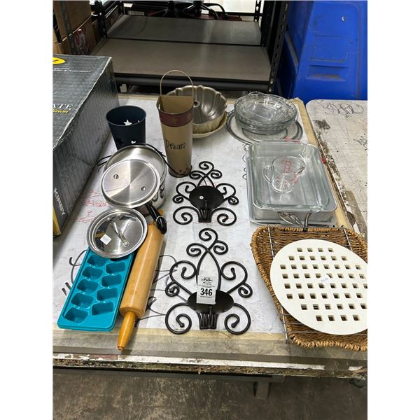 Wall Candle Sconces, Asst. Kitchen Items, Bakeware