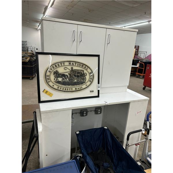 Electrified White Formica Cabinet - 2 PC.