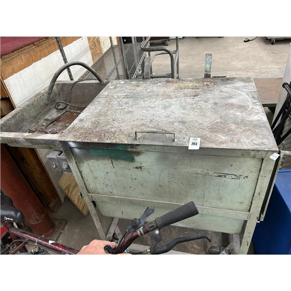 Green Rolling Parts Washer Cabinet