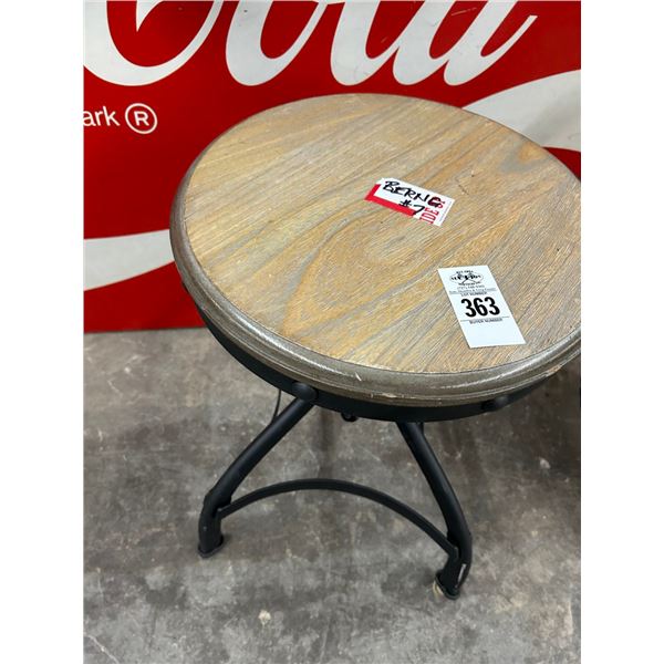 Metal Base Wooden Top Swivel Stool