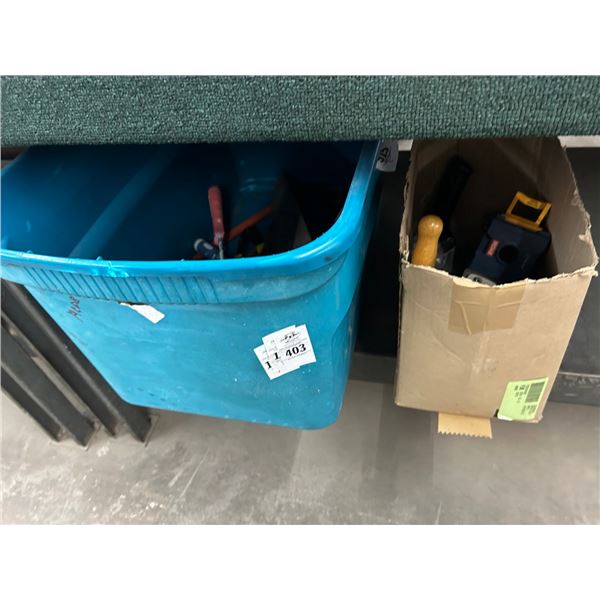 Bin/Box w/Asst. Saws, Tools, Pole Saw, Supplies