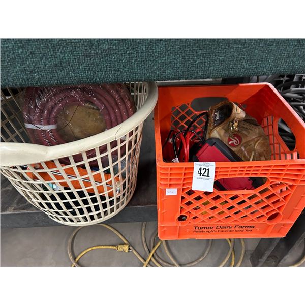 Bins 2 w/Trickle Charger, Baseball Glove, Chaulk Gun, Hose, Pump