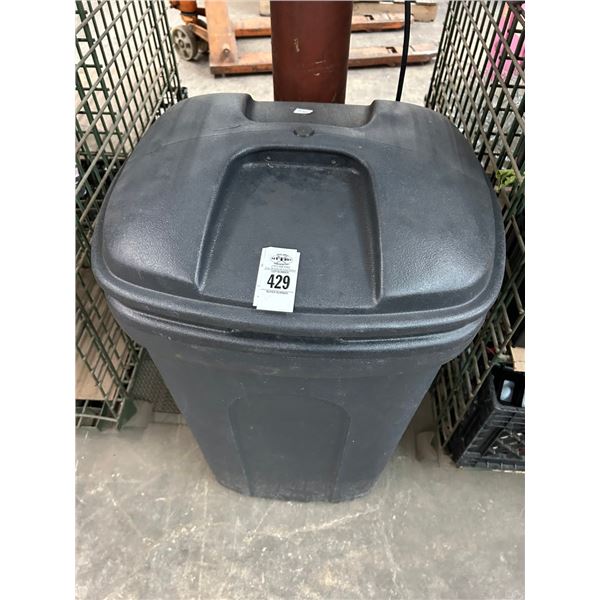 Grey Lidded Rolling Waste Can