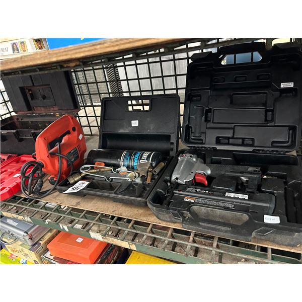 Electric Jigsaw, Air Brad Nailer, Torch Kit, Pole Saw, Tools