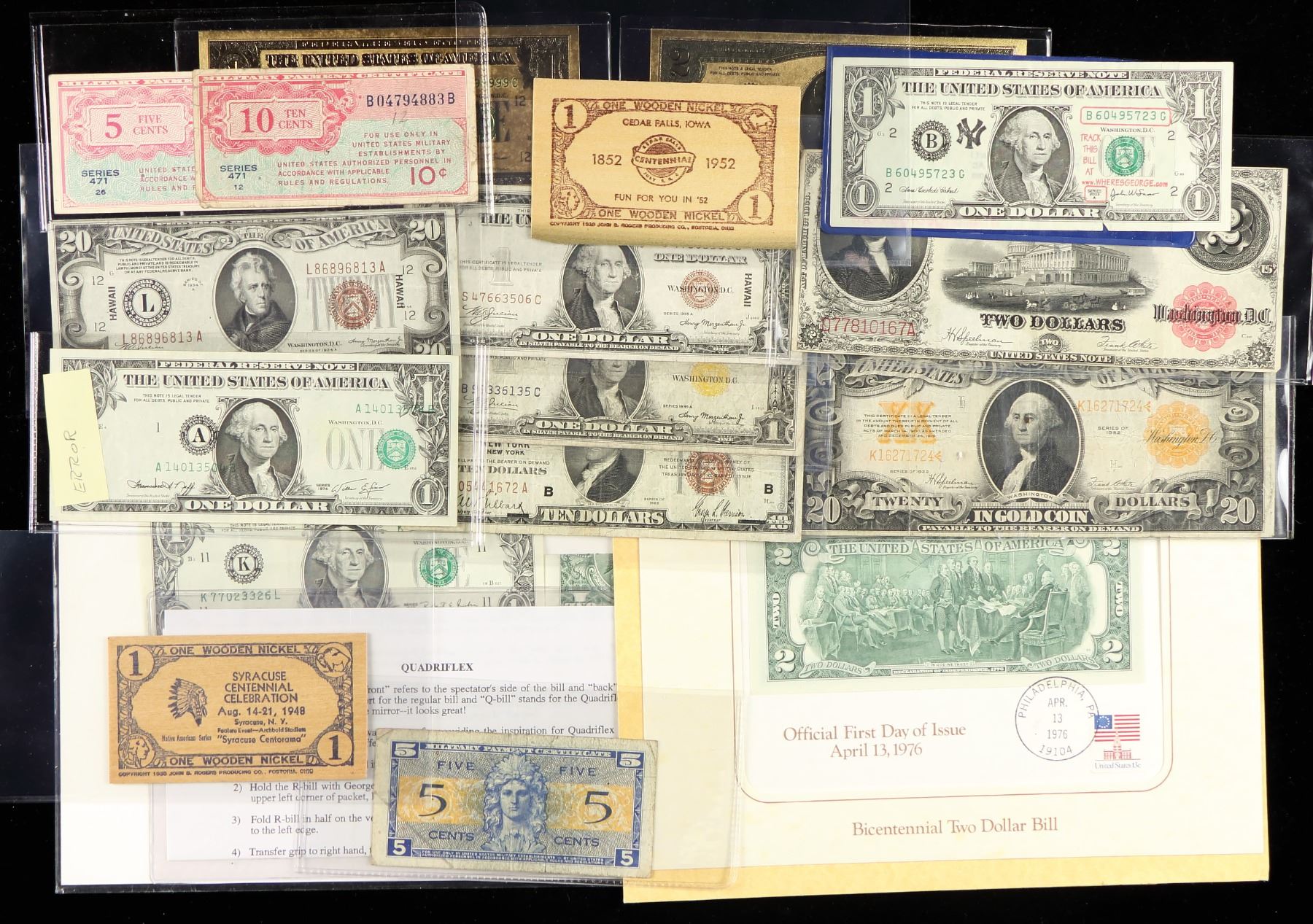 U.S. Small & Large Type Banknote Collection, 1917 to 1974,