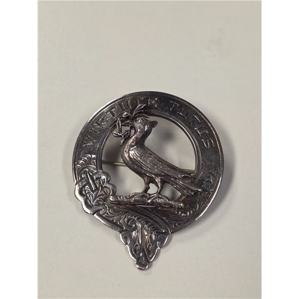 Vintage Sterling Silver "Clan Blair of Balthayock"  Cap Badge/Brooch - (45 x 54mm) - Weight: 24 gram