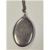 Image 3 : 1960s Sterling Silver Large Oval Locket on 22" Sterling Chain - Total weight: 40 grams - Locket meas