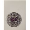 Image 1 : Large Sterling Silver & Amethyst Crystal Scottish Thistle Brooch - 2.5" (60mm) diameter - Weight inc