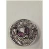 Image 2 : Large Sterling Silver & Amethyst Crystal Scottish Thistle Brooch - 2.5" (60mm) diameter - Weight inc