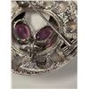 Image 3 : Large Sterling Silver & Amethyst Crystal Scottish Thistle Brooch - 2.5" (60mm) diameter - Weight inc