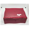 Image 1 : Vintage Red Leather Jewelry Box and Contents - Vintage Fashion & Costume Jewelry (7 x 10 x 4" tall)