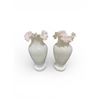 Image 1 : Pair of Vintage Hand Blown Ruffle Edge Milk Glass Vases - 9.5" tall - One has a crack on the undersi