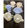 Image 2 : 9 Pcs. Lot of Vintage Pyrex, Fire King, & Libby Glassware - Coffee mugs, cream & sugar & large citru