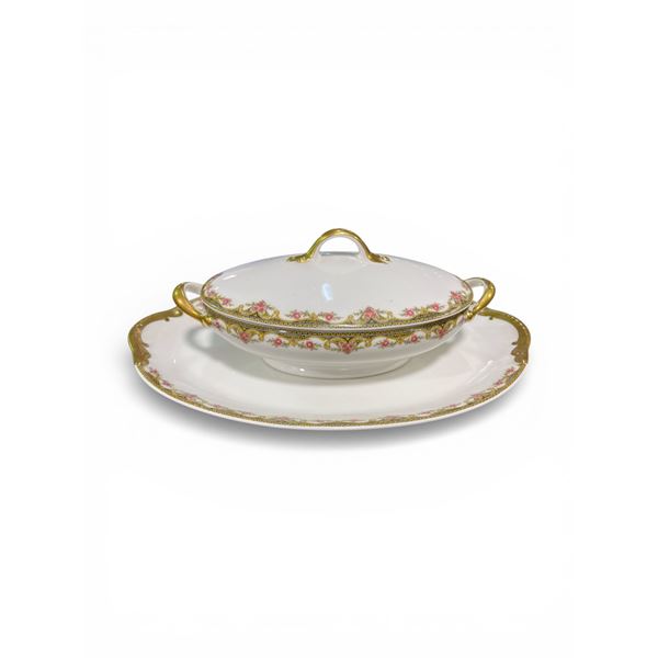 Limoges Covered Serving Dish & Matching 17" Platter