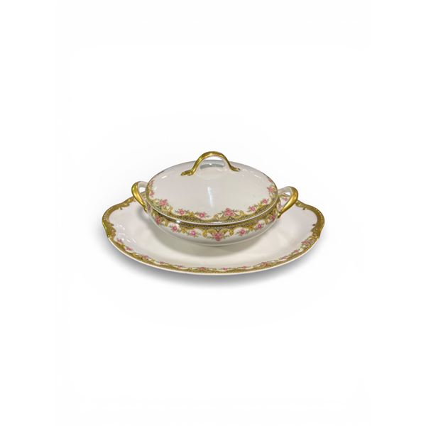 Limoges Covered Serving Dish & Matching 15" Platter