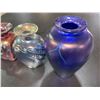 Image 3 : 4 Lovely Art Glass Vases - Largest is 7.5" tall x 5" diameter