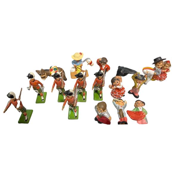 6 Britians Diecast Scots Soldiers & 9 Hand Painted Spanish Mini Figurines