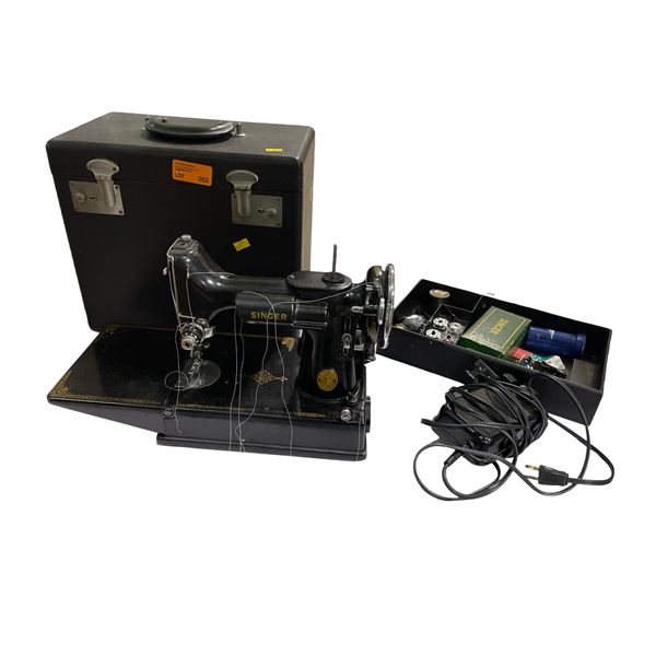 Vintage Singer Featherweight Sewing Machine with Case, Foot Pedal and Bobbins - AG6908034