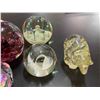 Image 3 : 7 Pcs. Lot of Art Glass Paperweights and Figurines - Turtle, Frog, Bear, Heart and 3 Paperweights