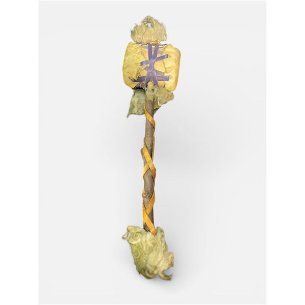 12" Vintage Wood & Leather First Nations Rattle